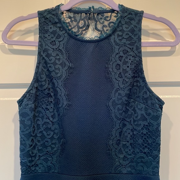 Francesca’s Collections Teal Lace Open Back Dress, Size Small - Picture 3 of 6